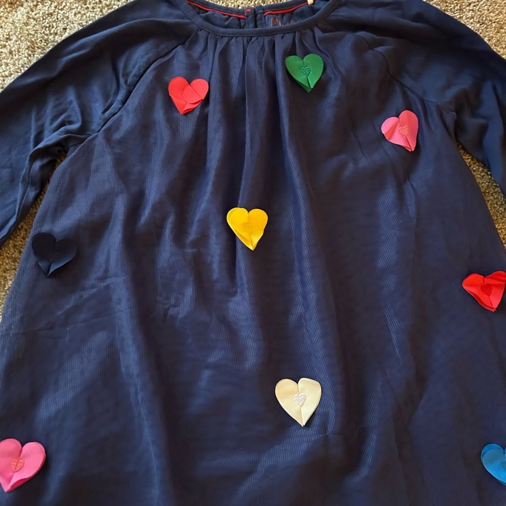 Navy Dress with Colorful Heart Accents